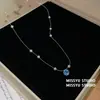 ¡Brillo de Cuentas Azul Claro! Collar de Perlas Redondas de Zirconia con Abalorios Estilo Vacaciones en la Playa Cadena para la Clavícula Joyería de Alta Gama Venta al por Mayor