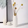 Jarrón de Plástico Nórdico para Sala de Estar Resistente a Caídas Jarón de Simulación Decoración Creativo Simple Cerámica de Imitación Pequeño Fresco Jarrón de Flores