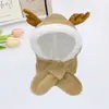 Gorros de Otoño e Invierno para Mujer, Bufanda Linda de Felpa, Calentador de Cuello Integrado Engrosado, Gorro de Felpa para Ciclismo, Gorro Cálido con Protección para los Oídos