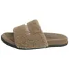 Pantuflas peludas para mujer para usar en exteriores, moda de verano, nuevas vintage versátiles de lana de cordero casual de una línea con letras peludas