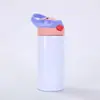 Taza recta portátil con sublimación transfronteriza, elegante, de acero inoxidable 304, termo, taza infantil con popote emergente, venta al por mayor