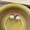 Pingente de urso com pérolas flockadas corrente de clavícula brincos de tarraxa design de nicho feminino doce simples colar brincos brincos para todas as ocasiões