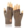 Guantes de Moda de Medio Dedo con Logo de Astas para Invierno para Estudiantes para Escribir Cálidos y Gruesos Táctiles sin Dedos de Felpa Gruesos