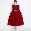 Foto Real do Vestido Slim de Renda com Cintura Bordada e Aplicações de Contas no Estilo Socialite Francês de Hepburn com Cinto