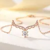 Collar de Plata de Ley S925 Lujo Ligero con Moissanita, Cadena para Clavícula "A tu Lado", Joyería de Regalo de Cumpleaños y Aniversario de Moda