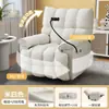 Sillón sofá multifuncional para una persona, color crema, reclinable y para dormir, adecuado para sala de estar y dormitorio, mecedora, cabina de sofá perezoso de espacio de primera clase