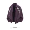 Chamarra a rayas con bloques de color estilo americano y cuello alto para hombre, nueva para primavera y otoño, holgada, casual, deportiva, chamarra de béisbol negra
