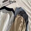 Camiseta básica de terciopelo para bebé, de color liso, con lijado, para mujer, combina con todo, adelgazante, con cuello redondo y manga larga, ideal para primavera y otoño.