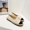 Zapatos de Pescador 2025 Nuevos Mocasines Planos de Verano y Otoño Zapatos Slip-On Perezosos de Suela Gruesa de Paja para Mujer
