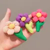 Pinza de Tela Linda para Niños Coreanos Flor Grande Bloques de Color Pinza Lateral Dopamina Lateral Frente Parte Posterior de la Cabeza Accesorio para el Cabello para Niñas