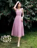Vestidos de Madrinha em Estoque para Mulheres 2026 Novo Estilo Comprimento Médio Slim-Fit Estilo Fada Elegante Vestido de Noite para Performance de Anfitriã