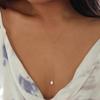 Collar de perlas naturales de agua dulce, moderno y sencillo, chapado en oro auténtico, clásico, con colgante telescópico en forma de Y para mujer.