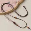 Cordón de collar tejido para mujer, cordón para colgar colgante de Buda de jade Hetian, cordón de cuero, cordón para colgante de clavícula de sándalo, cordón tejido a mano al por mayor