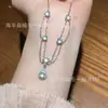 Venta al por mayor del fabricante: Conjunto de Collar Colgante de Plata S925 Xiaohongshu Incrustado con Jade Azul Natural, Diseño Fresco y Sencillo