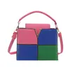 Bolsa de Mão Fashion para o Dia a Dia 2026 Novo Estilo Color-Blocking Textura Simples Ombro Único Transversal Pequena Bolsa Saco Feminina
