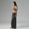 Jeans anchos para mujer Juvenil Naranja # con efecto bigote, lavados, desgastados, corte holgado, estilizan, modernos, versátiles y a la moda
