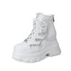 Botas Estilo Británico Martin Modelo Nuevo Malla Suela Gruesa con Aumento Interno de Altura de 10 cm Impermeables Plataforma Transpirables Botas de Malla para Mujer