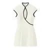 ZR Moda Feminina Comércio Exterior Transfronteiriço Atacado 2026 Novo Estilo Europeu e Americano Elegante Temperamento Bloco de Cores Barra Vestido