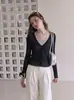 Jaqueta blusa solta com decote V para mulheres, estilo verão, casual e modeladora, proteção solar, manga longa, cardigã fino de tricô 615