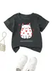 Amazon eBay Estação Independente Moda Fofa Divertida Roupas Infantis meowentine Gato Camiseta de Gola Redonda Manga Curta Comércio Exterior