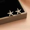 Aretes de Estrella de Mar Completamente Diamantados para Mujer, Pequeños y Mini, Aretes Elegantes y Únicos, Aguja de Plata S925, Aretes Exquisitos y Versátiles al por Mayor