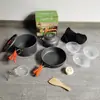 Juego de Tetera para Exteriores Olla con Juego de Vajilla Combinación de Olla Alúmina Portátil Camping Juego de Olla Tetera