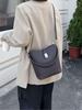 Bolso Estilo Coreano Mujer 2025 Nuevo Cuero Genuino de Alta Gama Patrón Lichi Bolso Tipo Cubo Portátil Hombro Combinable Bandolera Bolso de Mujer