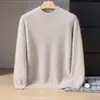 Suéter masculino de cashmere transfronteiriço com malha espessa, mangas caneladas e gola alta meia, projetado como uma camada base quente