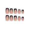 Uñas Postizas de Presión Estilo Oscuro Europeo y Americano Chica Caliente con Pedrería 24 Piezas Uñas Falsas Terminadas Venta Caliente de Comercio Exterior Uñas Postizas al por Mayor Uña