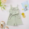 Estilo de Verano para Niñas 2026 Nueva Versión Coreana Más Vendidos Pantalones con Tirantes de Rayas sin Mangas para Niños Pequeños con Lazo