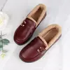 Sapatos de Algodão de Pequim Antigo Botas de Algodão de Inverno para Mulheres Sapatos de Algodão com Forro de Lã Pessoas de Meia-Idade e Idosos Planos Impermeáveis Botas de Algodão Quentes para Mulheres com Forro de Lã