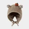 Toucas de tricô para bebês e crianças pequenas, designs fofos de desenhos animados, quentes e adequadas para o inverno, unissex, com proteção para as orelhas, ideais para usar ao ar livre e proteção contra o vento
