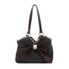 Bolso Retro de Lunares Bolso Tote con Lazo para Mujer Gran Capacidad Bloque de Color Bolso de Hombro Único Bolso para el Viaje Diario