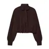 Atacado Fábrica de Roupas Femininas Transfronteiriça 2026 Novo Estilo Europeu Moda Solta Manga Longa Gola Alta Gravata Borboleta Camisa Top