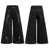 Estilo Calle Subcultura Cremallera Rasgado Patchwork Dobladillo Crudo Jeans de Mezclilla Hombres Otoño Nuevo Holgado Pierna Ancha Casual Pantalones Largos Mujeres