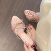 Pantuflas de Lazo Delgadas y Versátiles para Mujer, Pantuflas de Aguja de Verano para un Look Adelgazante, Sandalias Versátiles de Punta Abierta con Tacón Alto