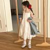 Vestido Casual de Color Sólido para Niñas de Moda Estilo Coreano para Niños Mayores, Nuevo Vestido de Tirantes de Princesa de Verano a la Moda