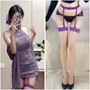 Novo vestido sexy de renda com decote halter, vazado, ombro a ombro, estilo chinês, para influenciadoras, outono e inverno, novo, justo e que afina a silhueta, que abraça o quadril, feminino