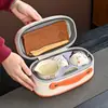 Conjunto de Chá de Viagem Forno Ru Portátil para Exterior Cerâmica Conjunto de Xícaras de Chá Rápidas Um Bule Três Xícaras Equipamento para Beber Chá Conjunto de Chá Kung Fu de Alto Padrão