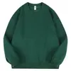 Sudadera de cuello redondo de forro polar de zorro plateado de peso pesado de 420g, forrada de polar, color liso, corte holgado, casual, cálida, versátil para el invierno