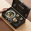 Juego de Taza Gaiwan para Té Chapado en Plata Oro de Fábrica 999 con Ramas Doradas y Orquídeas, Juego de Té Kung Fu, Juego de Utensilios de Té, Caja de Regalo de Lujo
