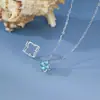 Collar de Plata de Ley S925 con Nueva Aguamarina Estilo Francés Doble Uso Trébol de Cuatro Hojas para Mujer, Cadena para Clavícula de Lujo Ligero de Nicho de Gama Alta