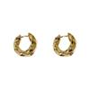 Textura de metal pequeno círculo orelha fivela brincos feminino luz luxo nicho design sentido retro orelha studs orelha jóias