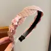 Faixa de cabelo de tecido plissado listrado simples retrô para outono e inverno para mulheres, faixa de cabelo de coroa alta com aba larga para lavar o rosto, acessório de cabeça para uso diário