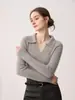 26 Nueva Temporada Otoño/Invierno Cuello Polo 100% Cachemir Puro Manga Larga Ajustado Simple Prendas de Punto Base