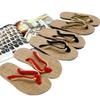 Wolf de Beijiang Verano Lino Natural Pareja Estilo Harajuku Tanga Cuadros Ligero Espuma Dura Base Chanclas de Playa Fresco