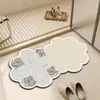 Capacho Criativo com Padrão de Flor Alienígena, Tapete de Banheiro de Lama Diatomácea com Absorção de Água, Tapete de Pé Antiderrapante para Porta de Banheiro e Vaso Sanitário