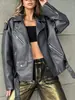 Chaqueta de cuero PU para mujer, estilo retro de ciclismo y motociclista, otoño/invierno, chaqueta de cuero estilo BF para mujer al por mayor