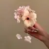 Grampo de Cabelo com Franjas Florais em Tecido com uma Vibração Estilo Floresta, Presilha Lateral Versátil para a Parte de Trás da Cabeça, Acessório de Cabelo para Festas
