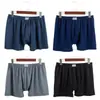 Roupa Íntima Masculina Boxer de Poliéster e Algodão, Moda Simples para Meia-Idade e Idosos, Cueca Boxer Liso Colorido Plus Size, Atacado de Fábrica